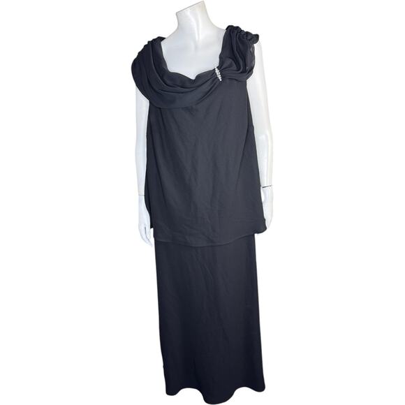 Metaphor Black Sleeveless Cowl Neck Evening Gown Dress 22W Plus Formal - Picture 1 of 13
